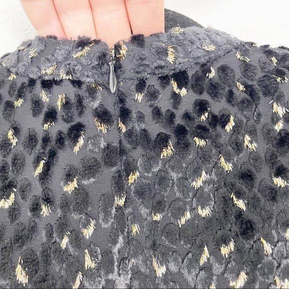 A.L.C. Jane Devore Flocked Leopard Metallic Velvet Long Sleeve Mini Dress Party - Picture 4 of 6